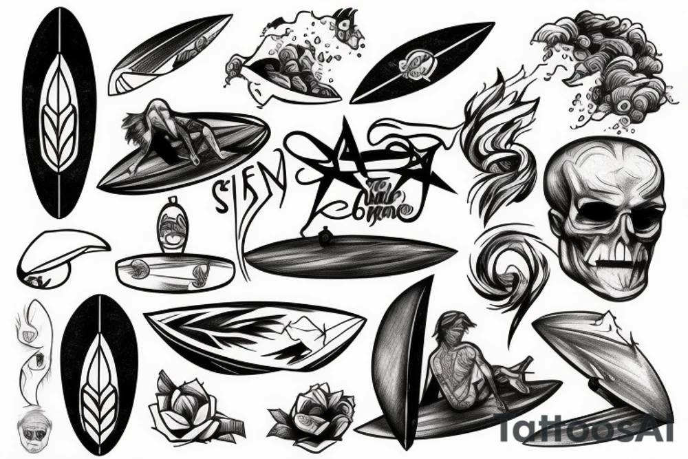 Person surfing tattoo idea