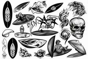 Person surfing tattoo idea