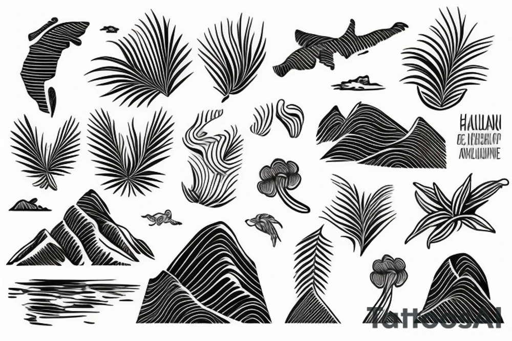Hawaiian mountains and ocean
Rectangle shaped tattoo idea
