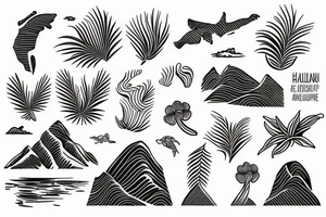 Hawaiian mountains and ocean
Rectangle shaped tattoo idea