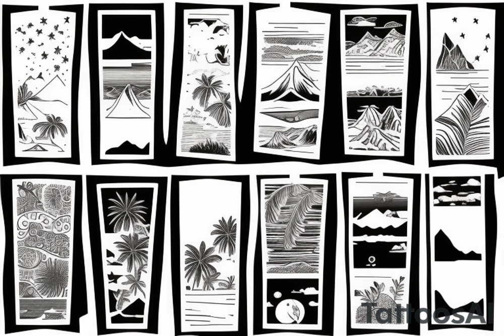 Hawaiian mountains and ocean
Rectangle shaped tattoo idea