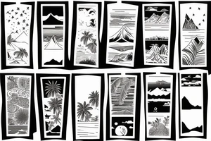 Hawaiian mountains and ocean
Rectangle shaped tattoo idea