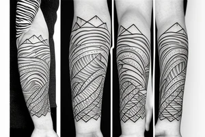Hawaiian mountains and ocean
Rectangle shaped
Fine line tattoo idea