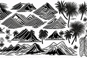 Hawaiian mountains and ocean
Rectangle shaped, ratio 1:2
Fine line tattoo idea