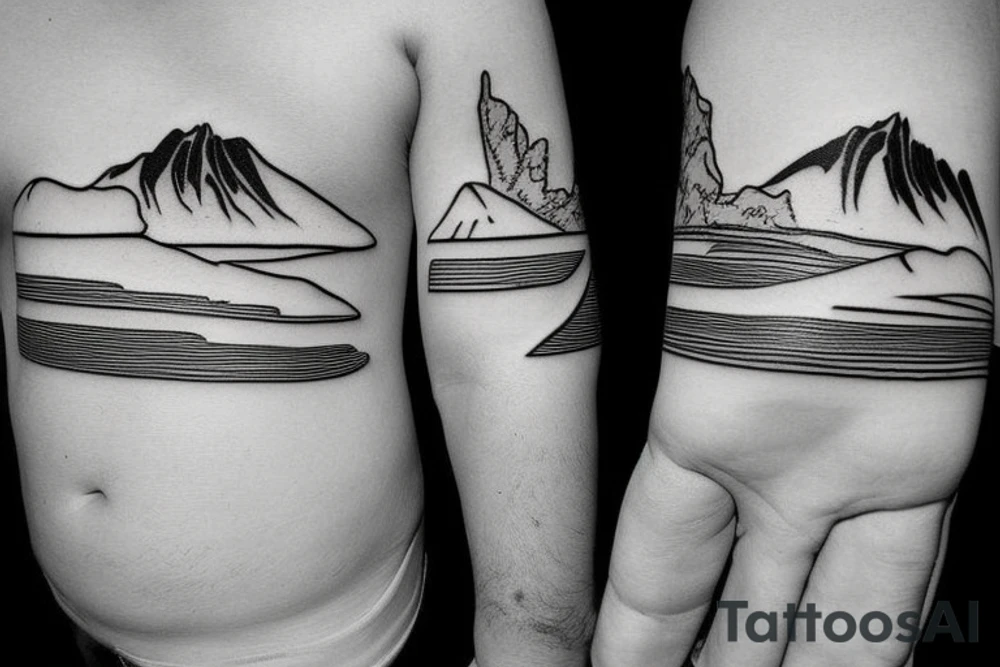 Hawaiian mountains and ocean
Rectangle shaped, ratio 1:2
Straight lines tattoo idea Hawaiian mountains and ocean
Rectangle shaped, ratio 1:2
Straight lines tattoo idea