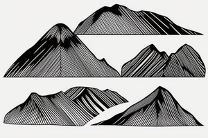 Hawaiian mountains and ocean
Rectangle shaped, ratio 1:2
Straight lines tattoo idea