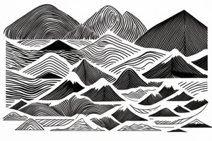 Hawaiian mountains and ocean
Rectangle shaped, ratio 1:2
Straight lines tattoo idea
