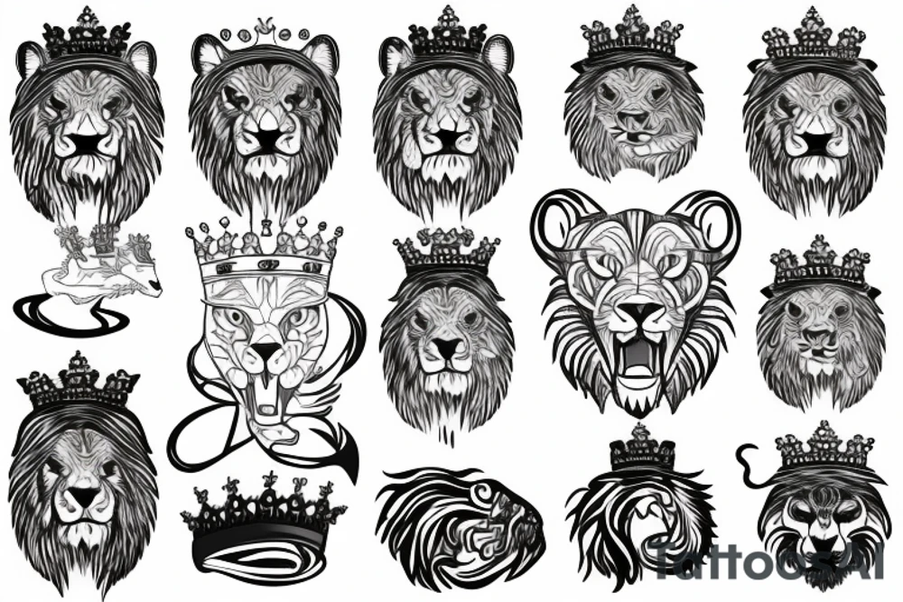 A roaring lion with a crown tattoo idea