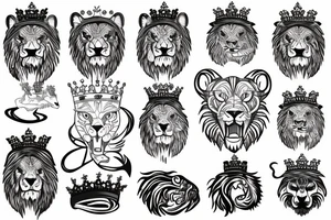 A roaring lion with a crown tattoo idea