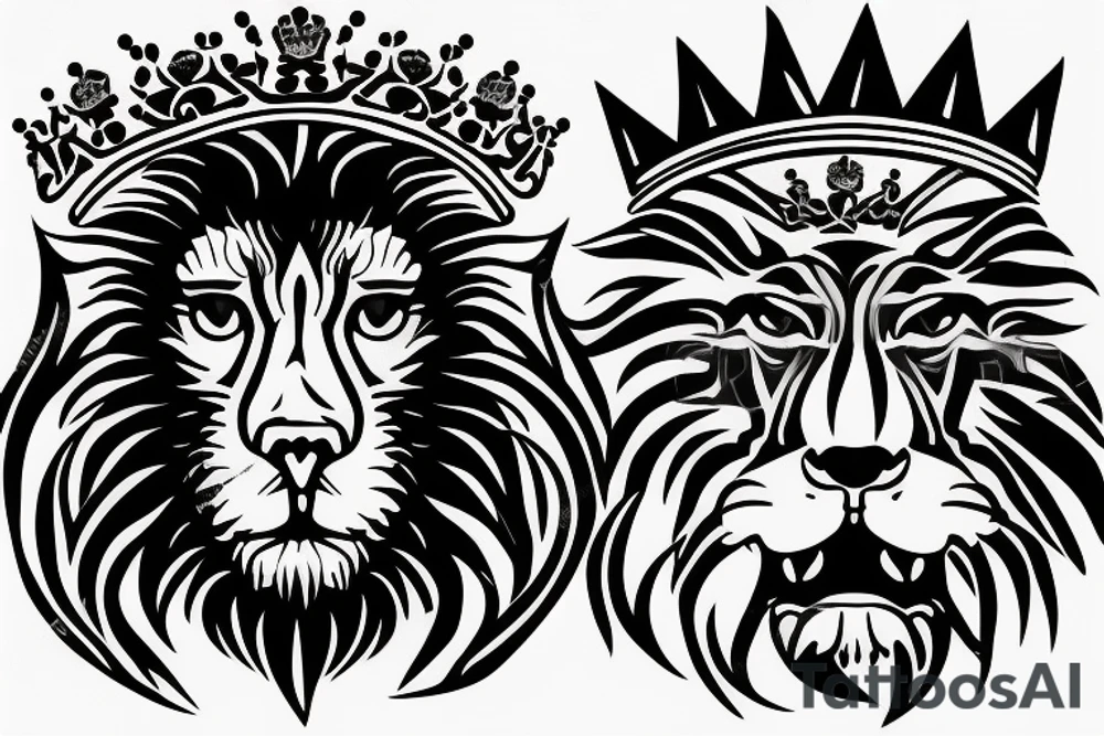 A roaring lion with a crown tattoo idea