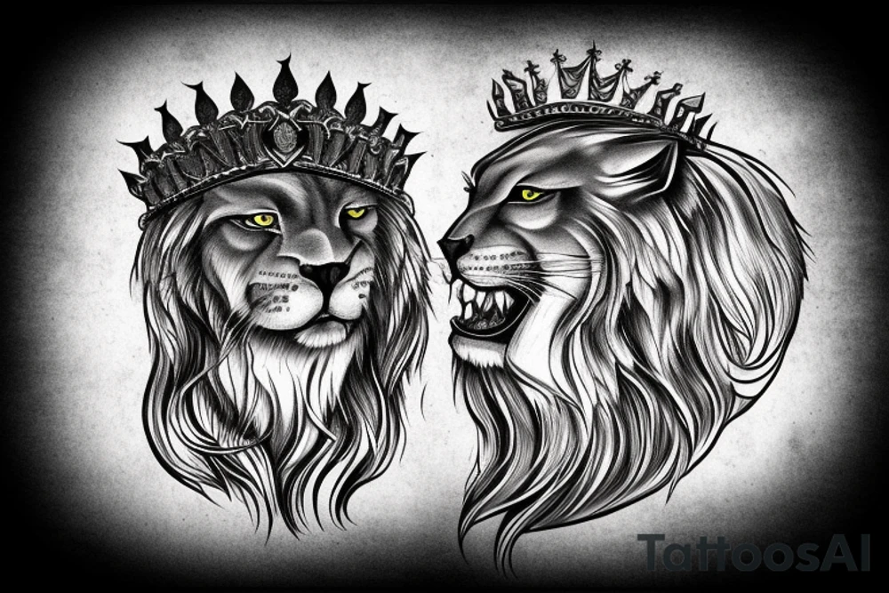 A roaring lion with a crown tattoo idea