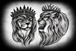 A roaring lion with a crown tattoo idea