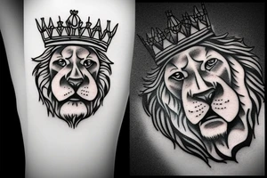 A roaring lion with a crown tattoo idea