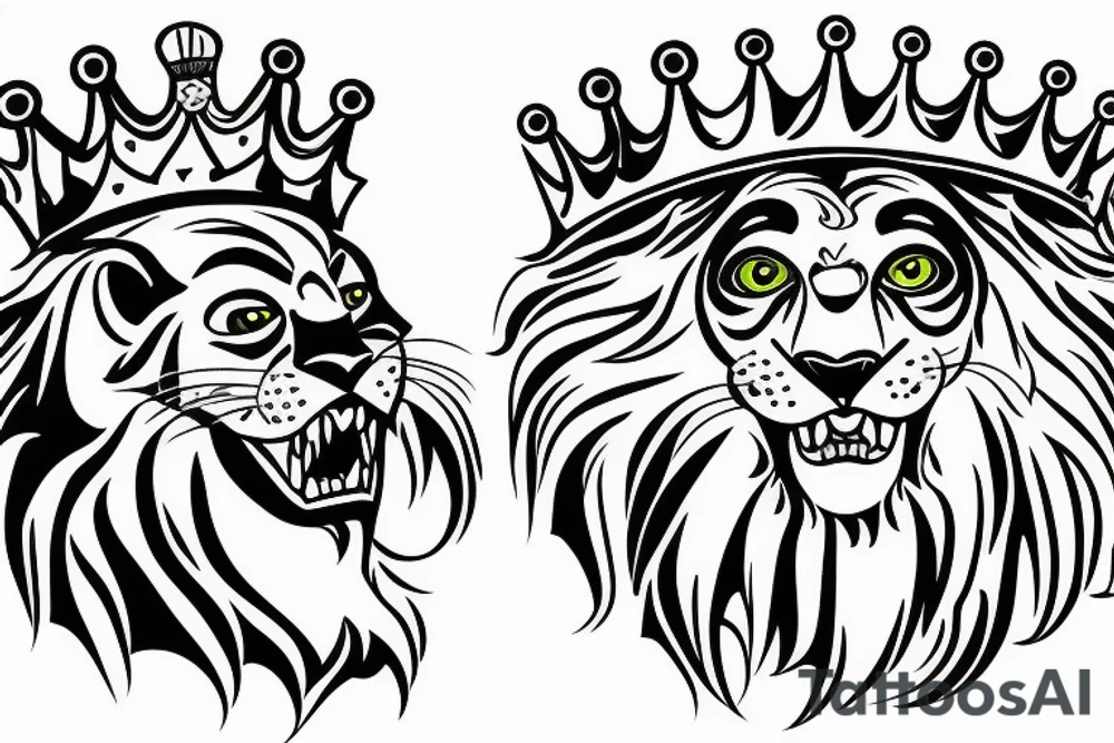 A roaring lion with a crown tattoo idea