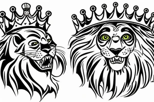 A roaring lion with a crown tattoo idea