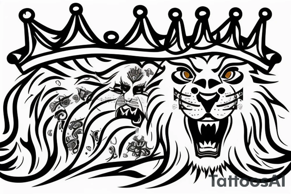A roaring lion with a crown tattoo idea