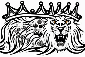 A roaring lion with a crown tattoo idea