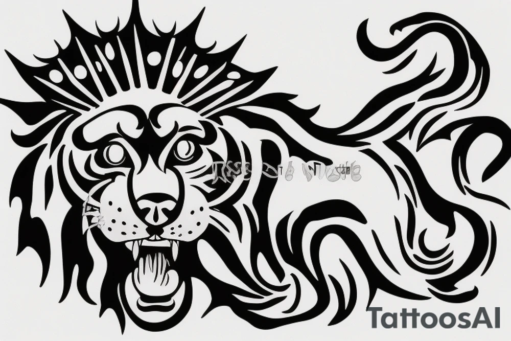 A roaring lion with a crown tattoo idea