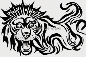 A roaring lion with a crown tattoo idea