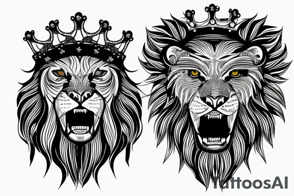 A roaring lion with a crown tattoo idea