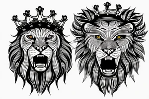 A roaring lion with a crown tattoo idea
