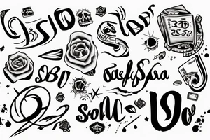Sebio with a dollar sign replacing the S and dollar signs around it tattoo idea