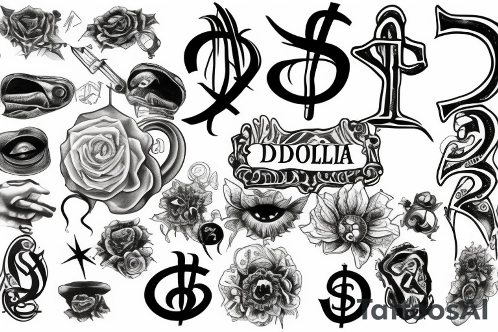 A dollar sign $ tattoo idea