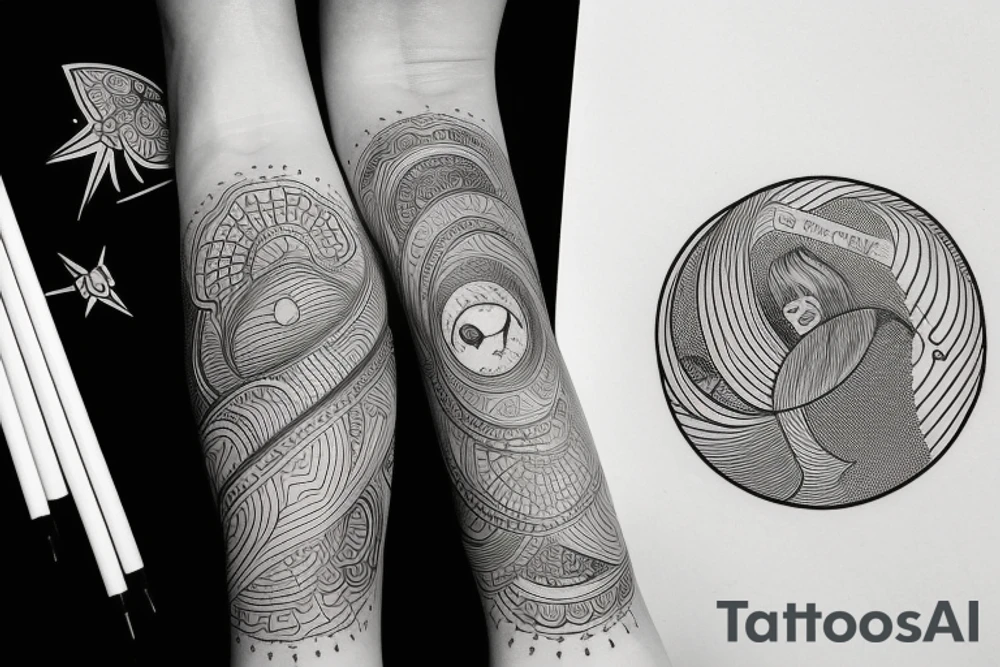 Fine line tattoo that includes the moon and psychology references tattoo idea