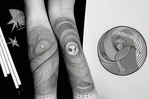 Fine line tattoo that includes the moon and psychology references tattoo idea