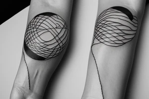 Fine line tattoo that includes the moon and psychology references is the size of a palm tattoo idea