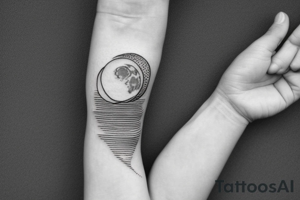 Fine line tattoo that includes the moon and psychology references is the size of a palm tattoo idea