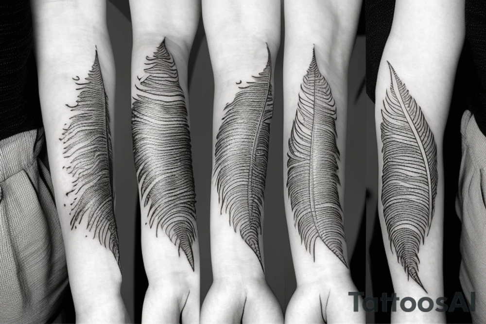 small line tattoo with the moon and a feather tattoo idea