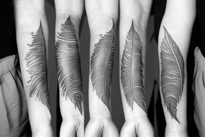 small line tattoo with the moon and a feather tattoo idea