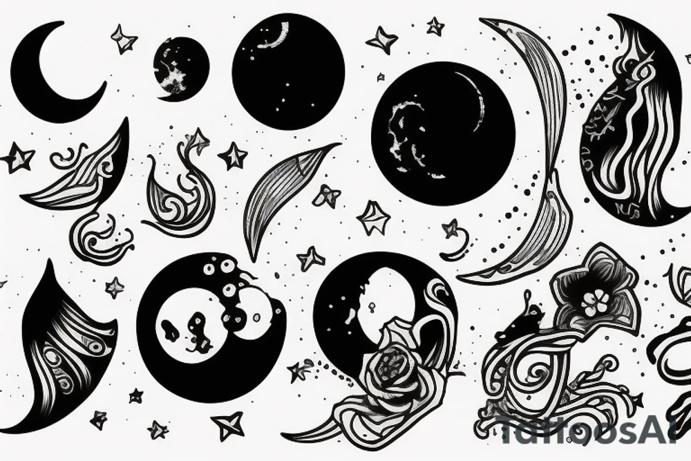 small line tattoo with the moon tattoo idea