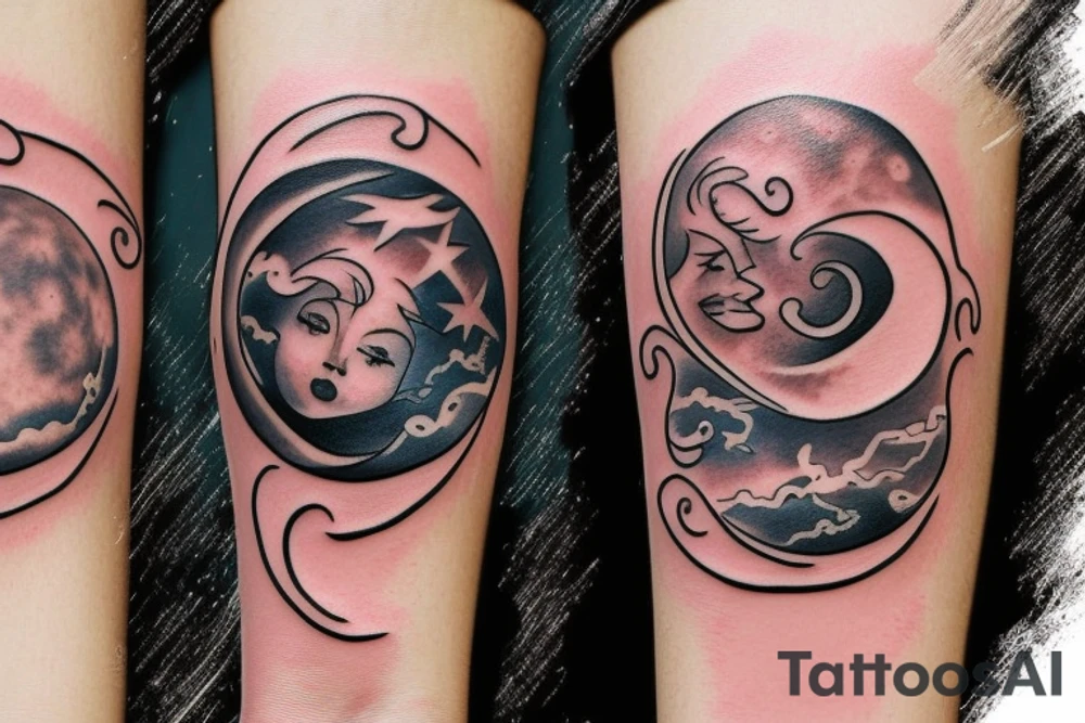 Moon burst tattoo idea