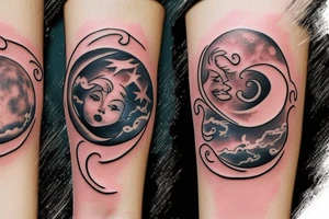 Moon burst tattoo idea