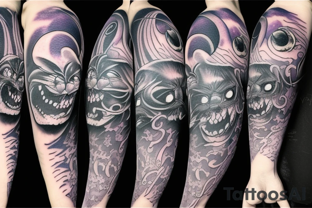 Cheshire cat moon tattoo idea