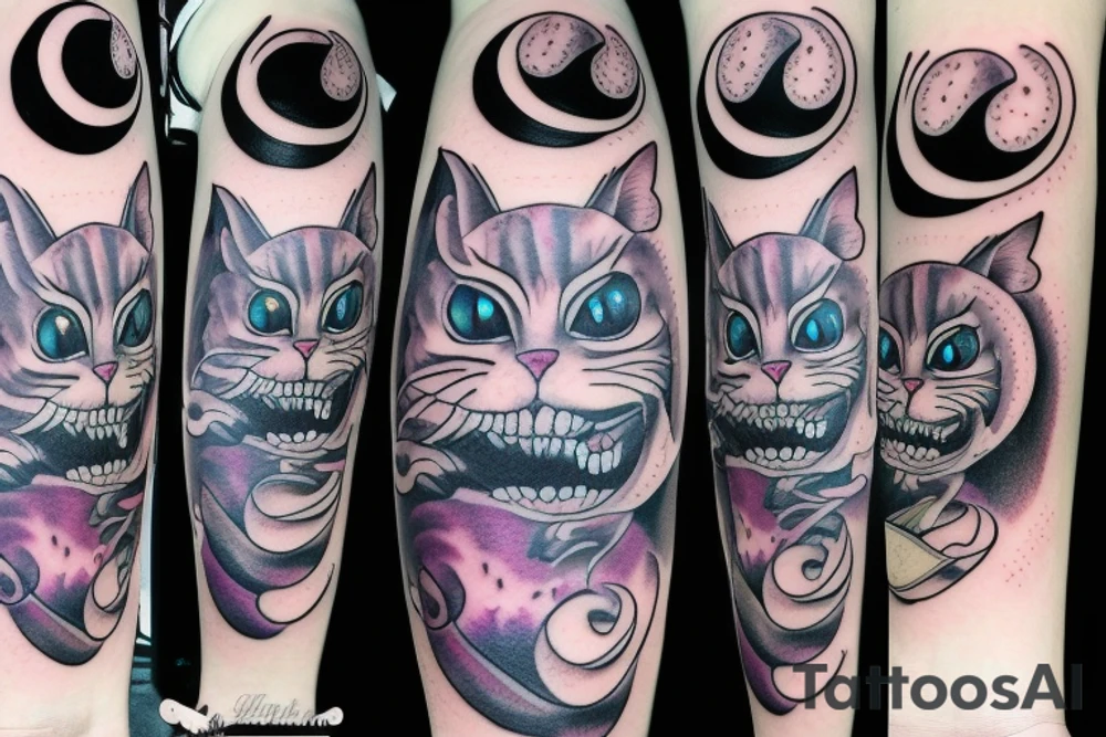 Cheshire cat moon tattoo idea