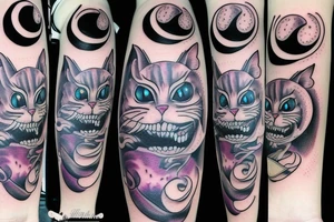 Cheshire cat moon tattoo idea