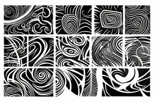 black tattoo with elements of space with elements of polynesia with lines tattoo idea