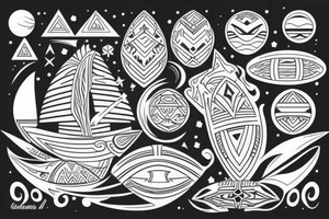 polynesia with elements of space tattoo idea