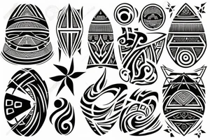 polynesia with elements of space tattoo idea