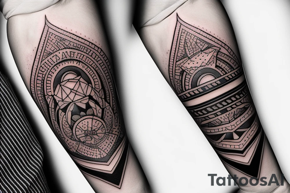 an unusual tattoo with very beautiful elements of space and a little red color tattoo idea