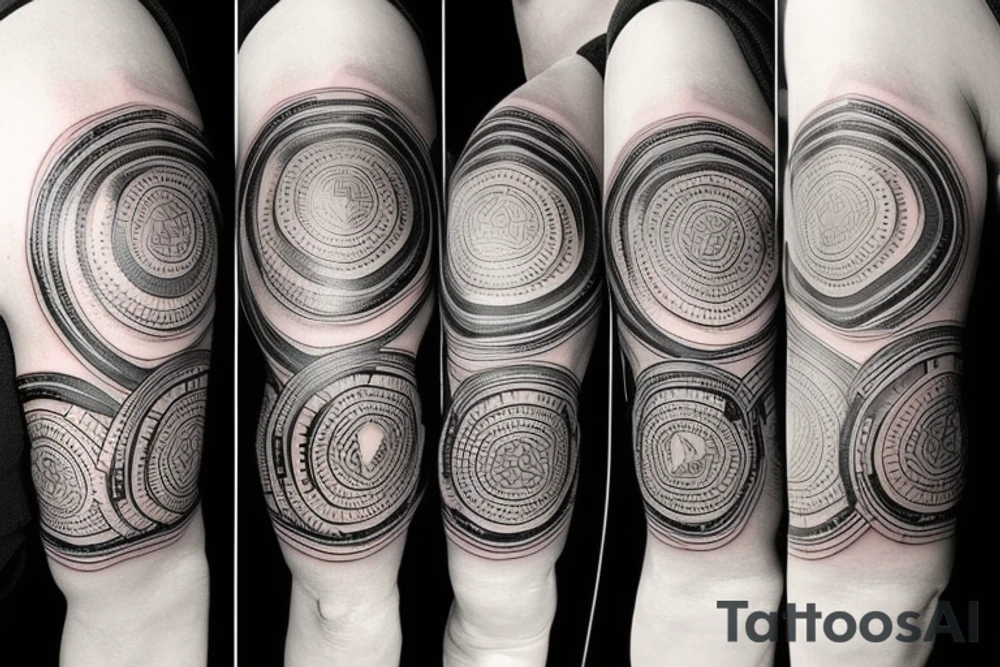 an unusual tattoo with very beautiful elements of space and a little red on the shoulder tattoo idea