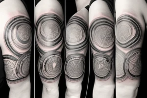 an unusual tattoo with very beautiful elements of space and a little red on the shoulder tattoo idea