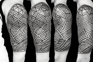 the geometry of the tattoo with elements of space and polynesia with the addition of a little red color with the number 23 tattoo idea