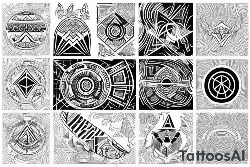 the geometry of the tattoo with elements of space and polynesia with the addition of a little red color with the number 23 tattoo idea