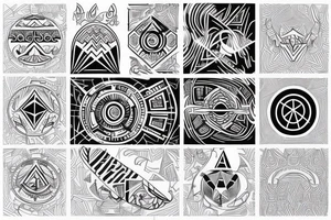 the geometry of the tattoo with elements of space and polynesia with the addition of a little red color with the number 23 tattoo idea