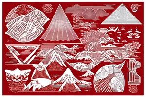 polynesia with elements of Japanese culture geometry with red color but a little bit of red tattoo idea