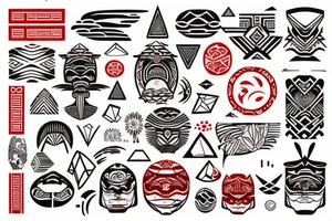 polynesia japanese culture space geometry with the addition of a small amount of red tattoo idea